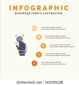 Fingerprint, Identity, Recognition, Scan, Scanner, Scanning Solid Icon Infographics 5 Steps Presentation Background