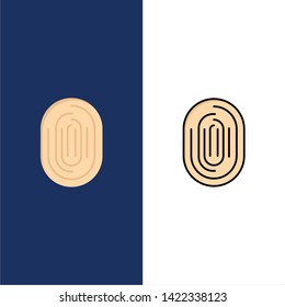 Fingerprint, Identity, Recognition, Scan, Scanner, Scanning  Icons. Flat and Line Filled Icon Set Vector Blue Background