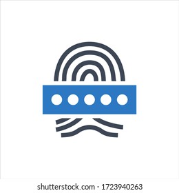 Icono de vector de identidad de huella digital en fondo blanco