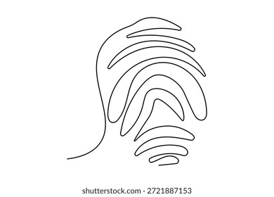 Ilustración de huellas dactilares en dibujo continuo de una línea con estilo minimalista sobre fondo blanco