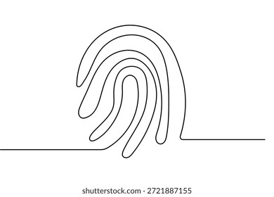 Ilustración de huellas dactilares en dibujo continuo de una línea con estilo minimalista sobre fondo blanco