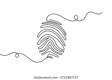 Ilustración de huellas dactilares en dibujo continuo de una línea con estilo minimalista sobre fondo blanco