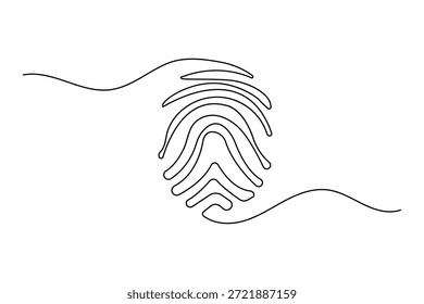 Ilustración de huellas dactilares en dibujo continuo de una línea con estilo minimalista sobre fondo blanco