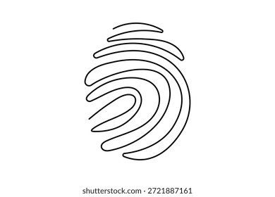 Ilustración de huellas dactilares en dibujo continuo de una línea con estilo minimalista sobre fondo blanco