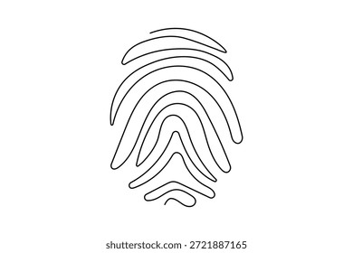Ilustración de huellas dactilares en dibujo continuo de una línea con estilo minimalista sobre fondo blanco