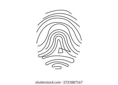 Ilustración de huellas dactilares en dibujo continuo de una línea con estilo minimalista sobre fondo blanco