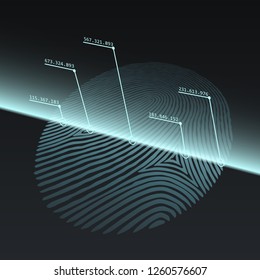 Fingerprint Imprint Technology Concept. Fingerprint Scanned with Optical Scanner. Vector Illustration.