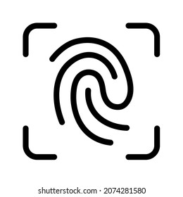 detección de huellas digitales exploración de seguridad de un solo icono aislado con estilo de contorno