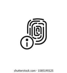 Fingerprint info thin line icon. Biometric, identification, security isolated outline sign. Safety and authorization concept. Vector illustration symbol element for web design and apps