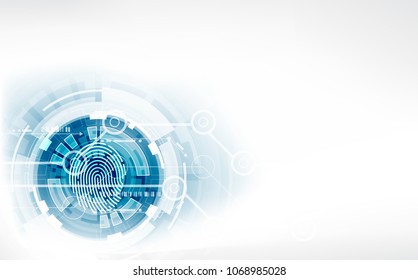 Fingerprint integrated in a printed circuit, releasing binary codes. fingerprint Scanning Identification System. Biometric Authorization and Business Security Concept. Vector illustration background