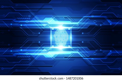 Fingerprint integrated in a printed circuit, releasing binary codes. fingerprint Scanning Identification System. Biometric Authorization and Business Security Concept. Vector illustration background
