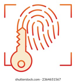 Fingerprint and key flat icon. Print identification access red icons in trendy flat style. Finger scan gradient style design, designed for web and app. Eps 10