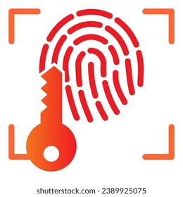 Huella digital e icono plano de la tecla. Imprimir iconos de color de acceso de identificación en un estilo plano moderno. Diseño de estilo de gradiente de exploración de dedos, diseñado para web y aplicación. Eps 10