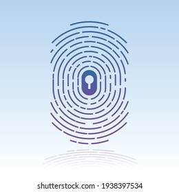 fingerprint with key hole inside concept. modern clean illustration can be used as logo or icon. vector illustration.