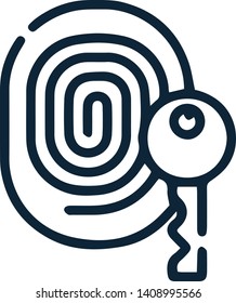 Fingerprint key icon in trendy flat style isolated on white background