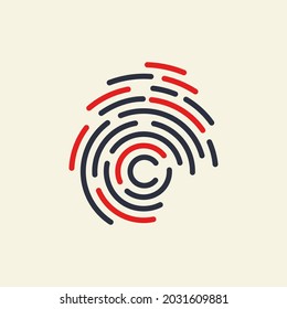 Fingerprint Letter C modern logo