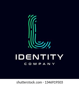 Fingerprint letter L vector template logo. Design with gradient and technology. This graphic  is suitable for identification, security, protection and business.