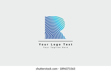 Fingerprint letter R vector template. Design with gradient and technology. This is for identification, security, protection . R Vector Letter base fingerprint logo for a modern world.