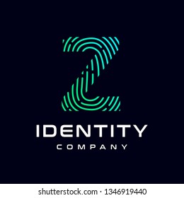 Fingerprint letter Z vector template logo. Design with gradient and technology. This graphic  is suitable for identification, security, protection and business.