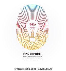 Fingerprint lightbulb color vector illustration.