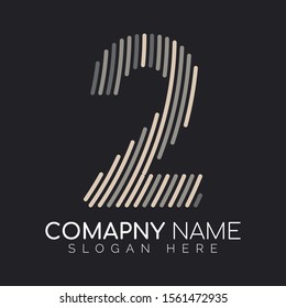 Fingerprint Line 2 number Font Vector Template, Fingerprint 2 number vector template logo