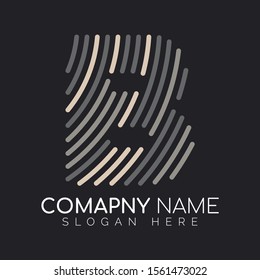 Fingerprint Line B Alphabet Font Vector Template, Fingerprint B letter vector template logo