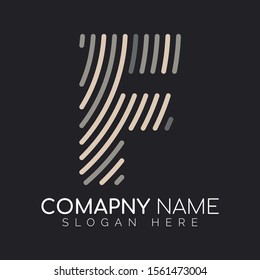 Fingerprint Line F Alphabet Font Vector Template, Fingerprint F letter vector template logo