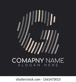Fingerprint Line G Alphabet Font Vector Template, Fingerprint G letter vector template logo