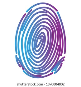 Fingerprint with line gradient on white background. Stock vector image with human biometrics. ID confirmation.