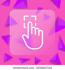 Icono de línea de huella digital. Datos biométricos, contraseña, seguridad de la información, gadget, dispositivo, computadora. Estilo de glasmorfismo. Icono de línea de vector para negocios y publicidad