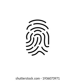 Fingerprint line icon in black. Logo isolated simple sign symbol. Illustration high quality flat style. Trendy minimalistic for app, graphic design, infographic, web site, ui, ux. Vector EPS 10.