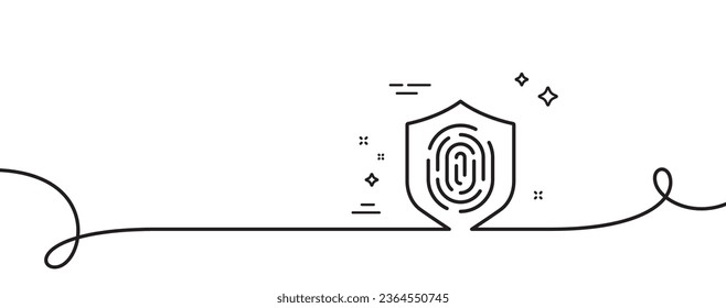 Fingerprint line icon. Continuous one line with curl. Finger print protection sign. Biometric identity symbol. Fingerprint single outline ribbon. Loop curve pattern. Vector
