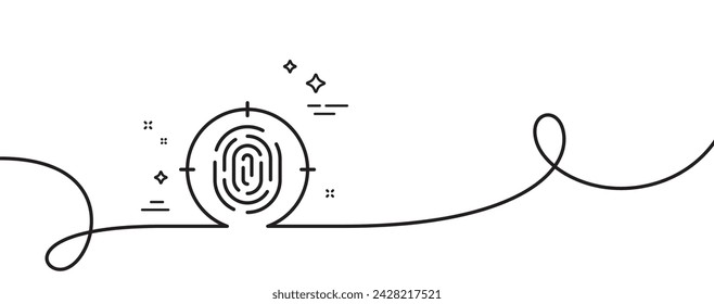 Fingerprint line icon. Continuous one line with curl. Finger print target sign. Biometric identity symbol. Fingerprint single outline ribbon. Loop curve pattern. Vector