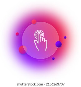 Fingerprint line icon. Hand and fingerprint scanner. Security, password, identification, authentication, etc. Dactylography concept. Glassmorphism style. Vector line icon for Business and Advertising