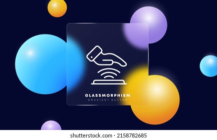 Icono de línea de huella digital. Identificación. Autenticación, biométrica, reconocimiento humano, defensa, concepto de seguridad. Estilo de glasmorfismo. Icono de línea de vector para negocios y publicidad
