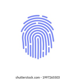 Fingerprint line icon isolated on white background. Color unique code or id key. Outline flat design. Vector illustration.