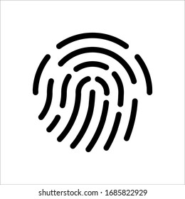 Fingerprint line icon, outline vector sign, linear style pictogram isolated on white. Touch Id icon. Symbol, logo illustration.  Stock vector illustration on a white isolated background.