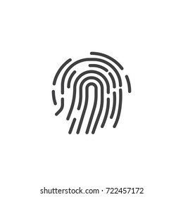 Fingerprint line icon, outline vector sign, linear style pictogram isolated on white. Symbol, logo illustration. Editable stroke