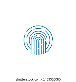 Fingerprint line icon, vector sign, linear white pictogram isolated for your application or corporate identity.  Digital Electronic Security Authentication concept.