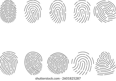 Fingerprint Line Icons Vector Set