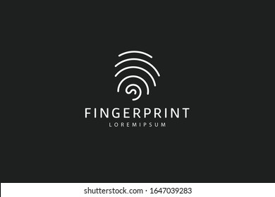 fingerprint line logo. illustration of a post box that resembles a bird house and garden lights. vector line icon template