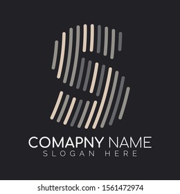 Fingerprint Line S Alphabet Font Vector Template, Fingerprint S letter vector template logo