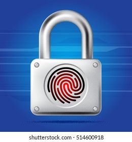 Fingerprint lock access icon. Fingerprint padlock. Security concept icon. Vector illustration