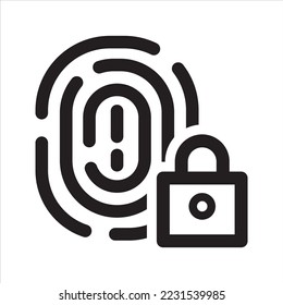 Fingerprint lock icon. Electronic padlock with fingerprint icon.  Vector and glyph