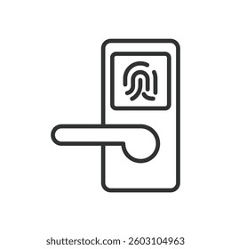 Fingerprint lock, icon in line design. Fingerprint locks, biometric security, digital locks, smart lock security on white background vector. Fingerprint lock, icon in line design, editable stroke icon
