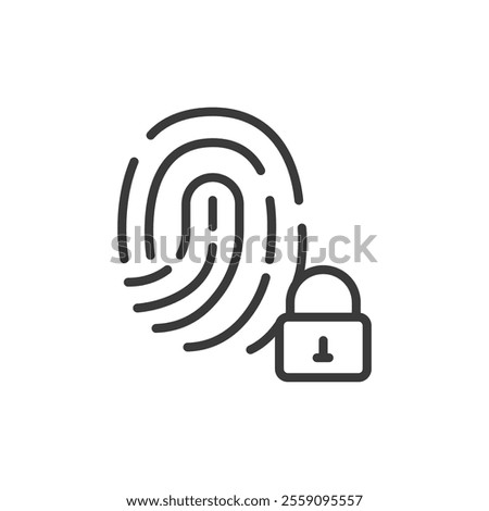 Fingerprint Lock, icon in line design. Fingerprint, lock, security, access, biometrics, keyless entry on white background vector. Fingerprint Lock, icon in line design editable stroke icon