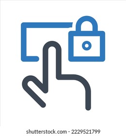 Fingerprint lock icon, touch password lock icon. Vector and glyph