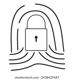 diseño de vector de icono de bloqueo de huella digital. diseño de vector de icono de seguridad. diseño de vector de huella digital