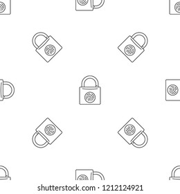 Fingerprint lock pattern seamless vector repeat geometric for any web design