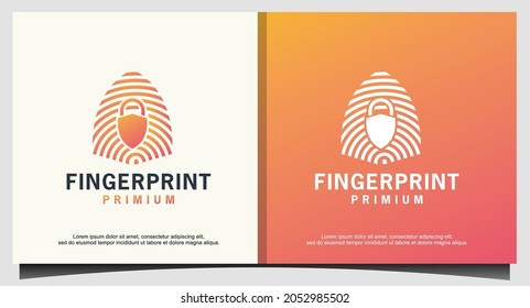 fingerprint lock secure security logo template
